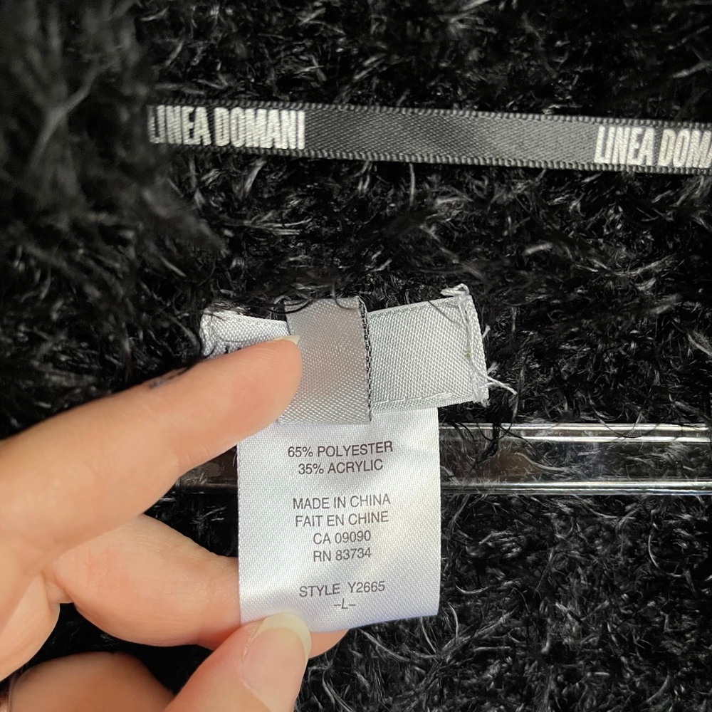 Linea Domani Faux Fur Vest Open Front Women’s Black Size L - Picture 6 of 8